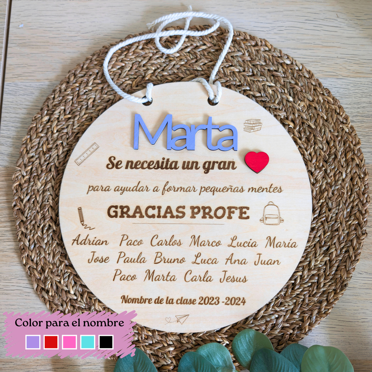 Placa de madera a todo color