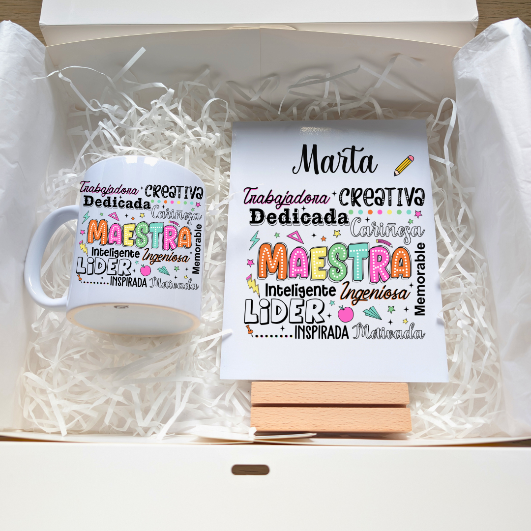 Cajita Foto Maestra (Placa + taza)