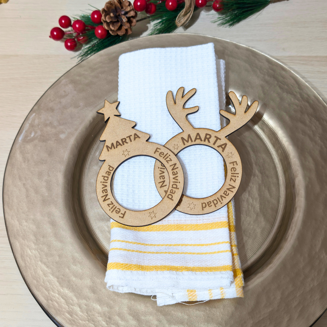 Porta Servilletas con Nombre – Edición Navidad . 2 diseños a elegir