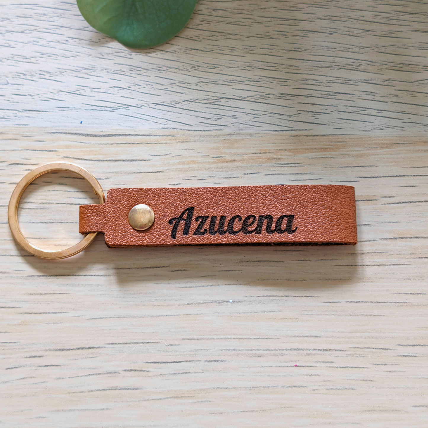 Llavero de polipiel marrón personalizado para eventos