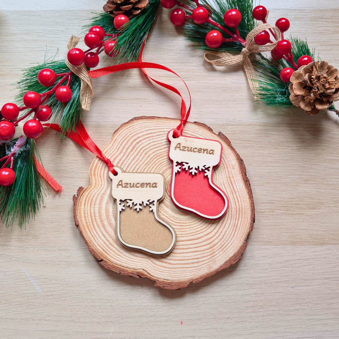 Adorno Bota de navidad - Madera natural o pintada