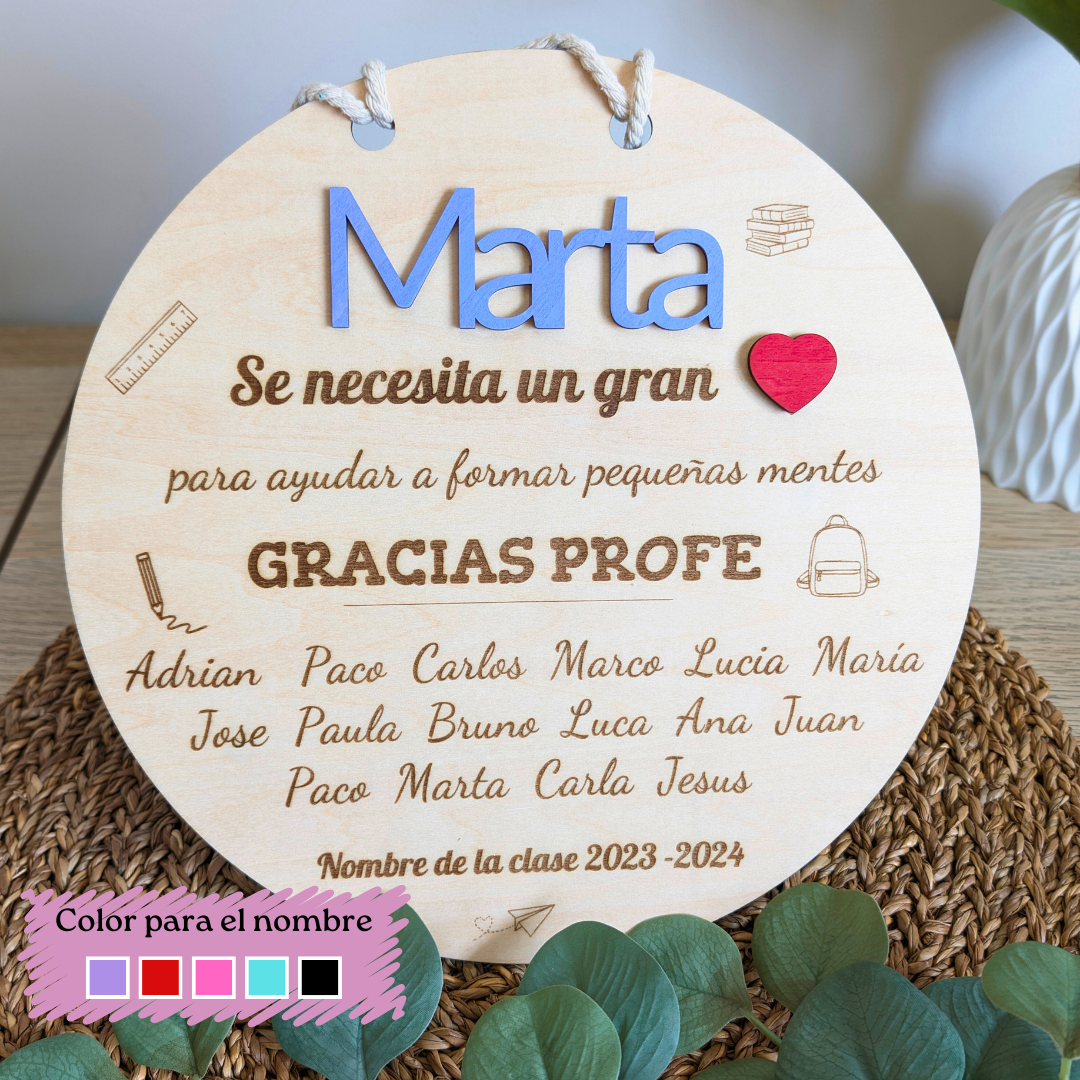 Placa de madera a todo color