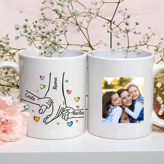 Taza manos, Adulto + niños con foto