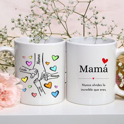 Taza manos, Adulto + niños con dedicatoria