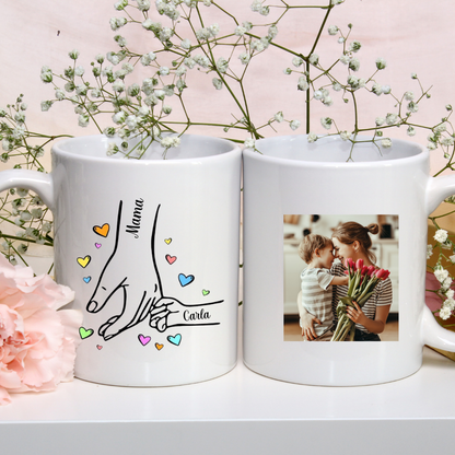 Taza manos, Adulto + niños con foto