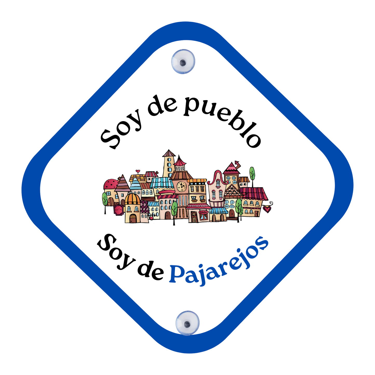 Placa personalizada para coche “Soy de pueblo” azul