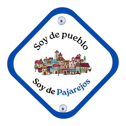 Placa personalizada para coche “Soy de pueblo” azul