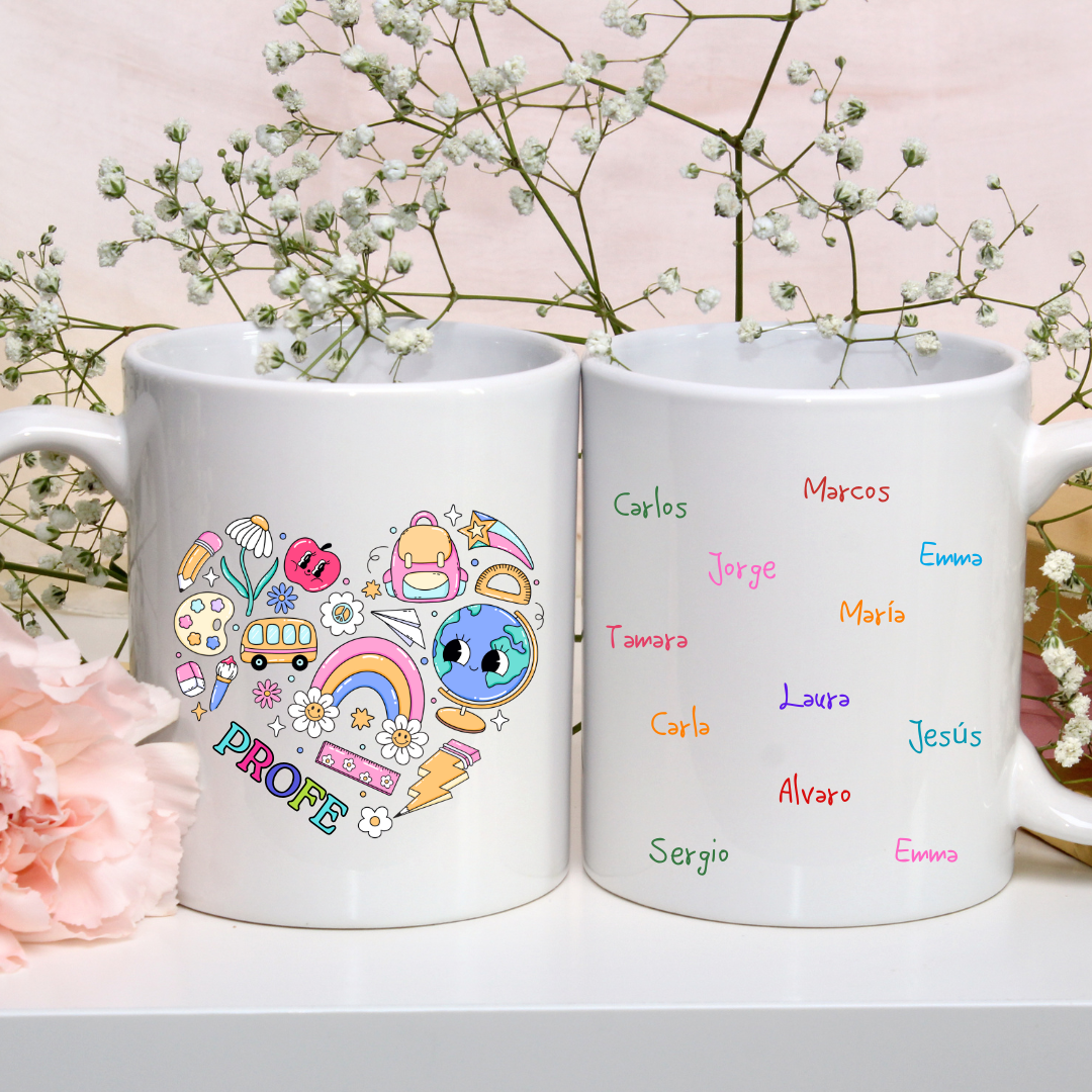 Taza corazón + nombres