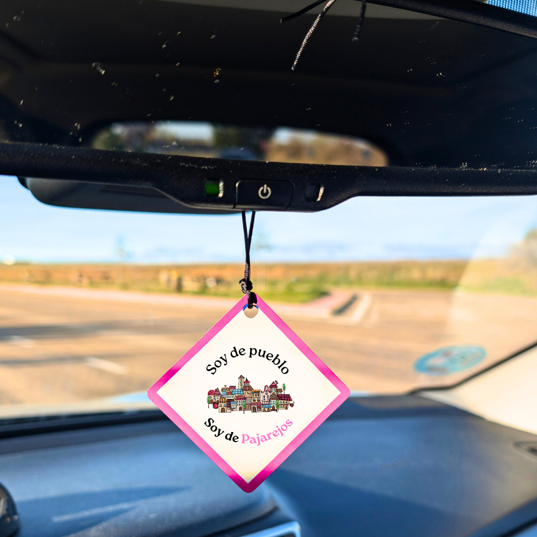 Adorno de Coche Personalizado "Soy de Pueblo" Rosa