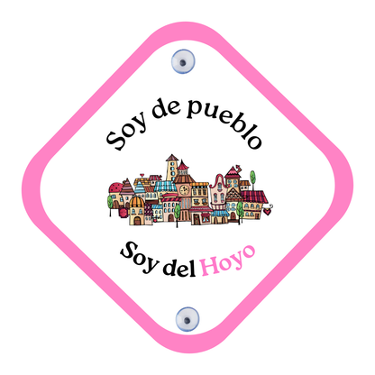 Placa personalizada para coche “Soy de pueblo” Rosa