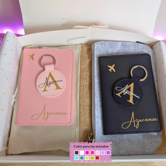 Caja regalo viajero duo (Neceser+ Llavero + Porta documentos)