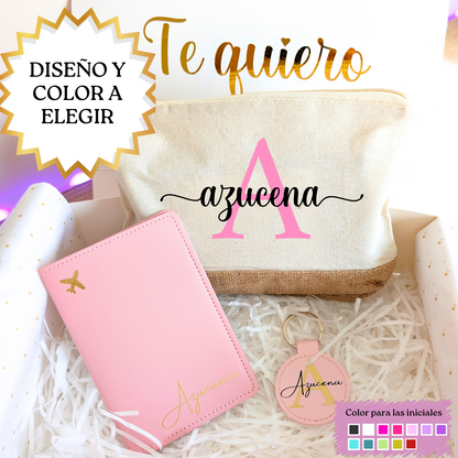Caja regalo Viaje (Neceser+ Llavero + Porta documentos)