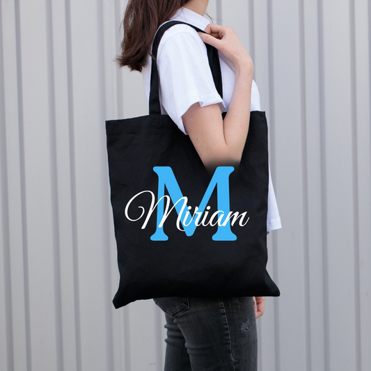 Tote Bag Negra Inicial + Nombre