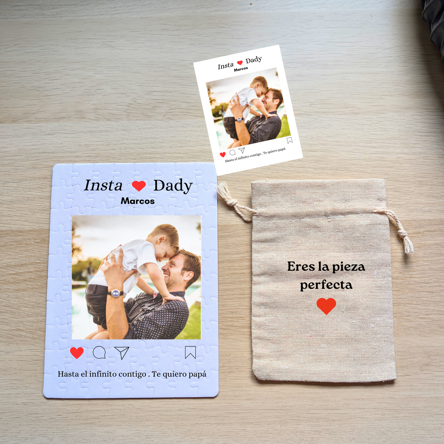 Puzzle Insta dady + cajita regalo+ saquito